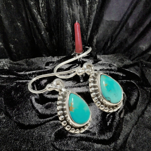 925 Silver <b>Dangle</b> Drop <b>Earrings</b> Trendy Pear Cut Gemstone Jewelry for Women Wedding Anniversary Party <b>Black</b> Rhodium Plated - Product Image 3