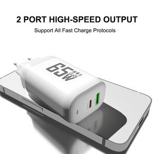 신상품 65W 고속 충전 전원 어댑터 벽 충전기 휴대용 USB + PD QC3.0 노트북 데스크탑 와이드 전압 범위 20W 출력 - Product Image 2