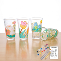 Vaso de Vidrio Dorado Pintado a Mano, Manualidades para Niños, Pintura de Colores, Graffiti Dorado, Contorno 3D, Resistente a Altas Temperaturas