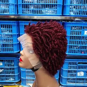 Peluca Corta Afro Rizada <span class=keywords><strong>de</strong></span> <span class=keywords><strong>Cabello</strong></span> <span class=keywords><strong>Humano</strong></span>, Tejida a Mano, Color Marrón Oscuro, Transparente, Pequeña, 13*4 Frontal - Product Image 3