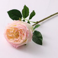 Rose artificielle Austin de haute qualité, faite à la main, toucher réaliste, en latex, couleur champagne bleu, tige unique, rose artificielle réaliste