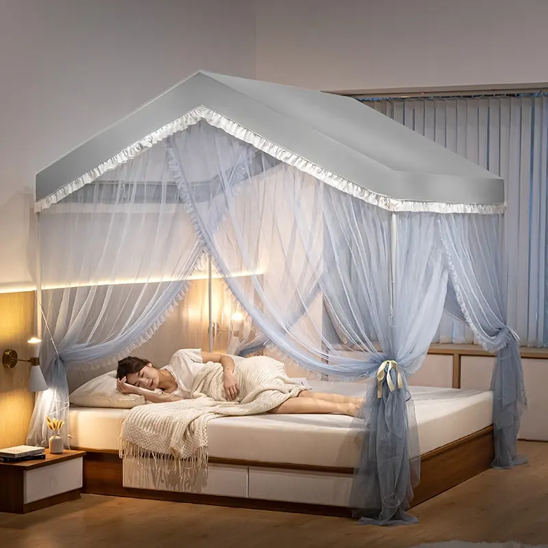 Trẻ em lâu đài lều chống muỗi nhà phòng ngủ 2023 Tòa Án Sàn Lưới Đỏ mô hình tài khoản 1.8m giường đơn