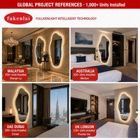 Miroir de salle de bain Fullkenlight à LED rétroéclairé, forme ondulée irrégulière, sans cadre, à fixation murale, avec fonction anti-buée