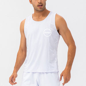 เสื้อกล้ามวิ่งออกกำลังกายแบบแห้งเร็วไร้ตะเข็บ ออกแบบเองได้ สำหรับวิ่งมาราธอน ผู้ชาย ทรง Racerback - Product Image 4