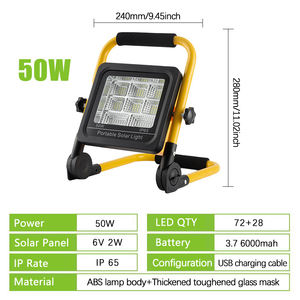 50 Вт 100 Вт Солнечный рабочий свет портативный светодиодный отражатель прожектор USB Перезаряжаемый SOS аварийный кемпинг свет - Product Image 3