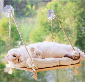 Massivholz Katzen fenster Barsch mit starken Saugnäpfen Katzen hängematte für Fenster bett & Möbel Gezielte Haustier betten - Product Image 1