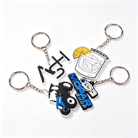 Porte-clés personnalisé en PVC souple avec mousqueton, pendentif rond en résine époxy, breloque 3D de dessin animé, étanche et léger