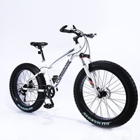 Bicicleta de Montaña Fatbike de 26 Pulgadas con Velocidad Variable, Amortiguación, Freno de Disco y Neumático Ancho para Playa y Nieve