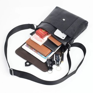 Sac bandoulière multifonctionnel en cuir pleine fleur véritable pour <span class=keywords><strong>homme</strong></span>, idéal pour documents et argent, style décontracté - Product Image 5