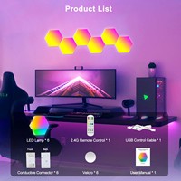 Lumières de jeu hexagonales LED RGBIC synchronisées avec la musique, contrôle par application, maison intelligente, lumières murales créatives pour la décoration de jeu en intérieur