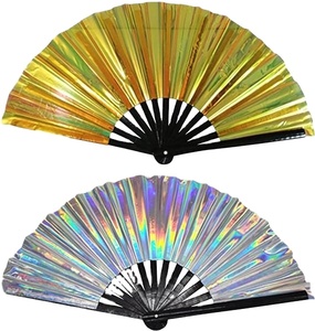 Abanicos de Bambú Pintados con Diseño Holográfico para Mujeres, Abanicos Plegables Grandes para Regalos Empresariales, Festivales, Decoración del Día del Orgullo - Product Image 1