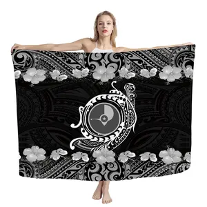 Micronesia Yap Flag Print Beach Towel Summer Beach Bikini Shawls Customization Moisture And Soft Sarong Unisex