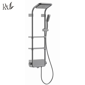 Mezclador de <span class=keywords><strong>ducha</strong></span> termostático inteligente con pantalla Digital Led de Yake, estante de almacenamiento de <span class=keywords><strong>tres</strong></span> capas, grifo de baño presurizado - Product Image 1
