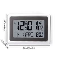 Horloge atomique numérique radiofréquence USA, silencieuse, à affichage LCD, pour bureau/mur, avec affichage de la température, de l'heure, des secondes, du jour de la semaine et 4 fuseaux horaires