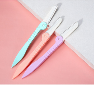 Rasoir à sourcils en acier inoxydable à lame unique, 15 cm, lot de 3, pour femmes, pour le maquillage et le modelage des sourcils - Product Image 3