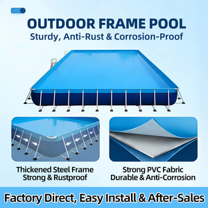 Piscine rectangulaire en PVC robuste, grande piscine hors sol en métal pour les familles et les complexes hôteliers - Product Image 2