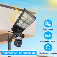 Lampe solaire de rue V380 avec contrôle à distance WiFi triple vue, 4G PTZ, lampe solaire tout-en-un, caméra HD étanche