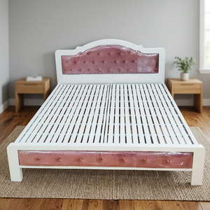 Modern Iron Box Spring <b>Bed</b> <b>Frame</b> Durable Antique Design White 1m4x2m for Home Bedroom Apartment Villa Versatile Sofa <b>Bed</b> Option - Product Image 3