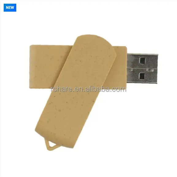 Chiavette USB girevoli ecologiche in paglia di grano regali, capacità da 4GB a 32GB
