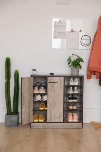 Étagère à chaussures pour appartement individuel, étagère à chaussures en panneaux de particules, design moderne, table de rangement pour chaussures d'entrée - Product Image 3