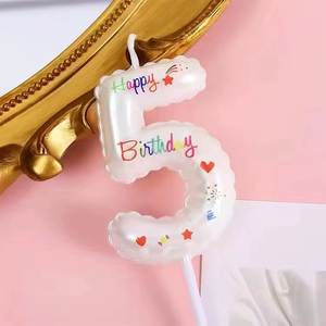 Velas de <span class=keywords><strong>Cumpleaños</strong></span> con Forma de Globo, Números del 0 al 9, de Cera de Parafina, Adornos para Pasteles con Empaque Individual para Fiestas de <span class=keywords><strong>Cumpleaños</strong></span>, Venta al Por Mayor - Product Image 4