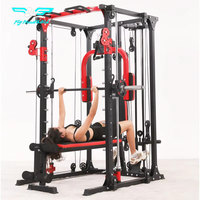 Système de poulies double réglable intégré commercial, direct usine, avec Smith Power Rack, Lat Pulldown et Low Row pour club de fitness