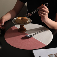 Magnifique set de table rond en cuir PU, résistant à l'eau et à la chaleur, réutilisable pour mariage, restaurant, salle à manger, hôtel