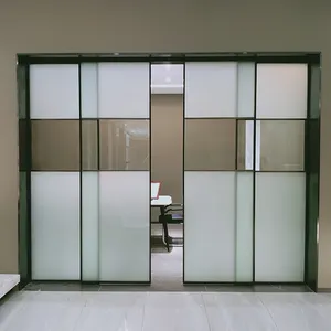 顶窗铝门设计时尚玻璃天井门纤细框架黑色窄玻璃推拉铝门