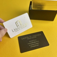 Carte de visite personnalisée de luxe feuille d'or épaisse blanche et noire en papier kraft avec bord doré