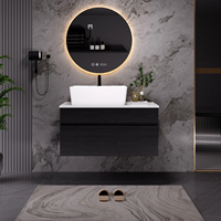 Meuble de salle de bain suspendu en bois massif de luxe, directement de l'usine, antirouille, couleurs fraîches, meubles de salle de bain avec miroir intelligent