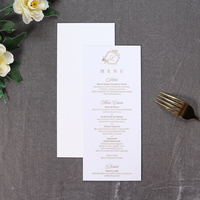 Tarjeta de Menú de Papel Texturizado Blanco con Lámina Dorada, Cartulina Flocada de una Sola Capa, Menú Personalizado para Mesa de Boda o Cena