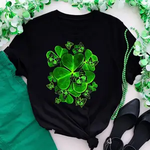 St. Patrick günü T Shirt kadınlar için kısa kollu O boyun gevşek erkekler Tshirt İrlanda festivaller bayanlar Tee gömlek üstleri giysi