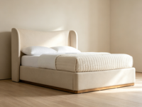 Lit Sageliving Modern Sanctuary avec base en bois rembourrée, finition foncée, meubles de chambre à coucher
