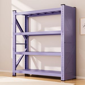 Étagère de rangement réglable à 4 niveaux Hj-Hlshj pour chambre à coucher, unité d'étagère métallique multifonctionnelle avec panneaux perforés - Product Image 1