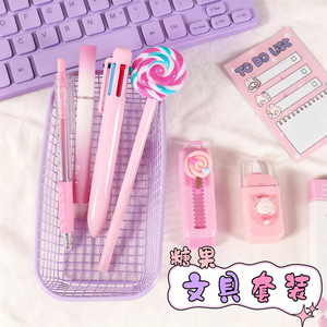 Conjunto de Material Escolar de Plástico Fofo com 6 Peças, Suprimentos de Alta Qualidade para Estudantes, Presente para o Início do Semestre - Product Image 2