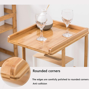 Mesa de Centro Moderna de Bambú con Ruedas, Carrito Multifuncional para Baño, Cocina y Bebidas - Product Image 5