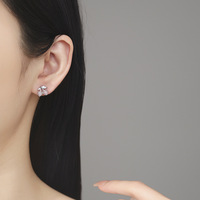 925 Sterling Zilver Kersen Stud Oorbellen Kattenoog Steen Kawaii Sprankelend Schattig voor Vrouwen