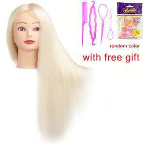 Cabeza de entrenamiento de maniquí femenino de pelo Real 85% de 60 cm de largo, cabeza de maniquí para peluqueros y peinados - Product Image 6