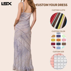 Vestido Personalizado de Primavera/Verano, Dulce, de Punto, con Encaje, de Algodón, Liso, para Playa, con <span class=keywords><strong>Falda</strong></span> Larga - Product Image 2