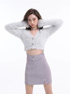Bestseller Damen Crop-Top Pullover Herbst Langarm Slim Fit Gestrickter Knopf-Cardigan mit Offener Front Flauschige Kurze Oberteile für Damen - Product Image 4