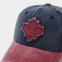 Casquette de baseball unisexe en coton lavé avec motif feuille d'érable, style décontracté, color block, pour l'extérieur, collection Printemps-Été