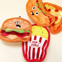 Jouet pour chien en PVC durable, à mâcher, couineur, écologique, avec son, saveur poulet, anti-ennui, en forme de sac de pizza, hamburger et frites