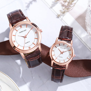 Relojes de Cuarzo de Estilo Ejecutivo para Uso Diario, Resistentes al Agua, para Hombre y Mujer, con Correa de Cuero Redonda Simple, Diseño de Cronógrafo - Product Image 1