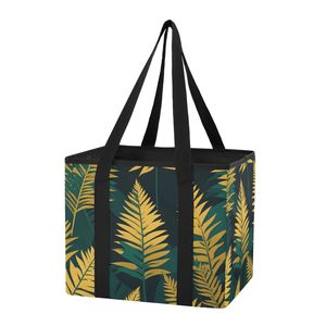 Large Capacity Foldable Shopping <b>Bag</b> <b>Reusable</b> Tote <b>Bag</b> Fern Print Carry <b>Bag</b> for Grocery Travel Daily Use - Product Image 1