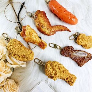 Porte-clés miniature réaliste en PVC, modèle de simulation alimentaire créatif et mignon, poulet frit, saucisse, frites, cadeau - Product Image 1