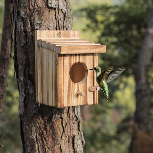 Humming kuş evleri ahşap yuva kuş evi kuşlar açık asılı küçük kuş yuvalama kutusu Robin Hummingbird Parakeet Bluebird için - Product Image 1