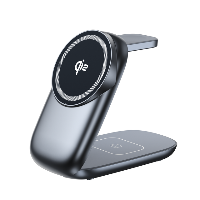 2025 Qi2 New Design 3-in-1 Fast Magnetic Wireless Charger Foldable Stand for Phone Watch & Earbuds