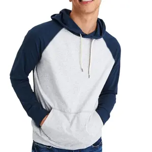 Popular nuevo estilo mejor venta hombres Raglan manga sudaderas con capucha personalizadas con bolsillo canguro