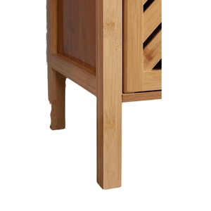Bamboo <b>Storage</b> Cabinet Large Capacity Multifunctional Living Room Bathroom <b>Sideboard</b> Solid Wood 2 Compartments Walnut Color - Product Image 5