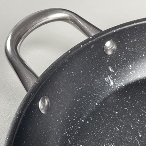 29.5cm çift saplı yapışmaz düzleştirici Pan Stir-Fry Wok dayanıklı mutfak kızartma tavası indüksiyon ve gaz ocaklar için - Product Image 3